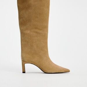 Suede Heeled Leather Boots